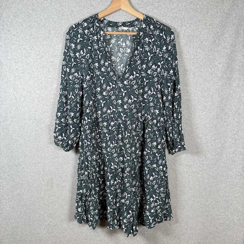 Boden Mini Dress Womens 6 Green Floral V Neck